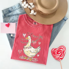 Comfort Colors® Valentine's Goose  Shirt - Goose Sketch Valentine T-Shirt - Just a Lovely Goose Tee