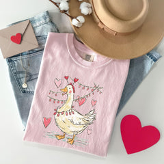 Comfort Colors® Valentine's Goose  Shirt - Goose Sketch Valentine T-Shirt - Just a Lovely Goose Tee