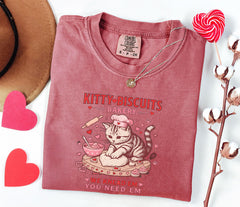 Comfort Colors® Valentine Cat Shirt - Kittybiscuits T-Shirt - Cats Baking T-Shirt - Funny Cats Vday Tee - Cat Lover T-Shirt