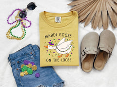 Comfort Colors® Mardi Goose on The Loose Shirt - Funny Mardi Gras T-Shirt - Festive Carnival Goose Tee
