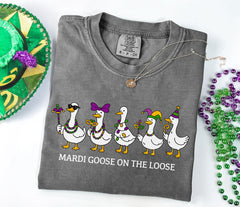 Comfort Colors® Mardi Goose on The Loose Shirt - Mardi Goose Shirt - Funny Mardi Goose Tee - New Orleans Carnival Shirt
