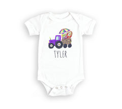 Mardi Gras Toddler Shirt - Custom Name Kids Tee - Personalized Tractor Kids Gift - Cute Mardi Gras Festival - Fat Tuesday Baby Bodysuit