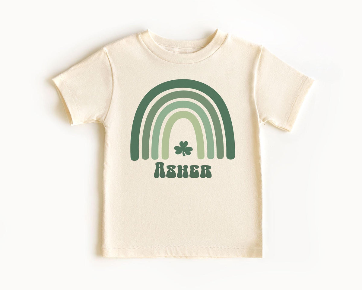 Custom Name St. Patrick's Day - Personalized Rainbow Shamrock - Kids Name T-Shirt - Custom Name Lucky Toddler Shirt - Lucky Dude Baby Outfit