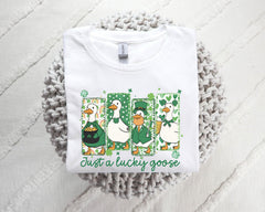 Just a Lucky Goose T-Shirt - St Patrick's Day Tee - Funny Goose Shirt - Funny Duck Tee - Irish Goose T-Shirt - Funny Irish Goose Gift