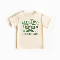 Mister Shenanigans Toddler Shirt - St Patrick's Day Kids Tee - Irish Kids Gift - Shamrock Sequins Baby Bodysuit - Funny Lucky Dude Outfit