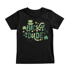 Lucky Dude Toddler Shirt - St Patrick's Day Kids Tee - Irish Kids Gift - Shamrock Sequins Baby Bodysuit - Funny Lucky Dude Outfit