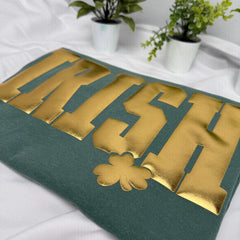 3D Gold Puff Print IRISH Shirt, Gold Clover Irish Tee, Comfort Colors Shirt, St Patrick’s Day Graphic Tee