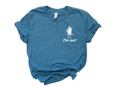 I'm Out Pocket T-Shirt - Nihilist Penguin T-Shirt - But Why Penguin Tee - Documentary Penguin - Hiking Tee for Adventurer - Funny Meme Shirt