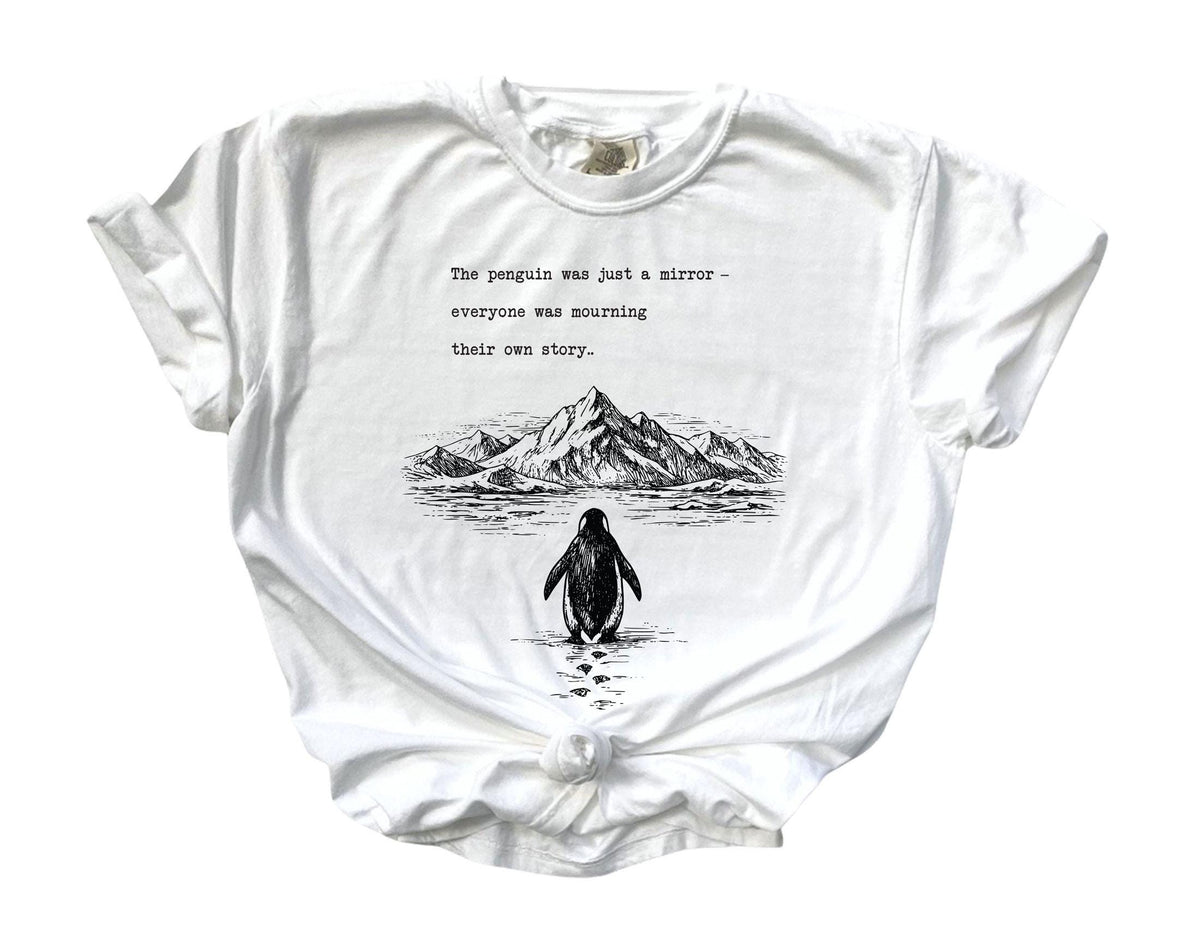 Comfort Colors® Nihilist Penguin T-Shirt - But Why Penguin Tee - Sad Penguin Mountains - Funny Meme Shirt - Documentary Penguin