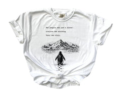 Comfort Colors® Nihilist Penguin T-Shirt - But Why Penguin Tee - Sad Penguin Mountains - Funny Meme Shirt - Documentary Penguin