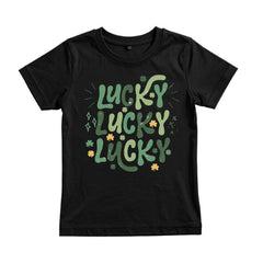Lucky Lucky Lucky Toddler Shirt - St Patrick's Day Kids Tee - Irish Kids Gift - Shamrock Sequins Baby Bodysuit - Funny Lucky Dude Outfit
