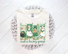 Just a Lucky Goose T-Shirt - St Patrick's Day Tee - Funny Goose Shirt - Funny Duck Tee - Irish Goose T-Shirt - Funny Irish Goose Gift