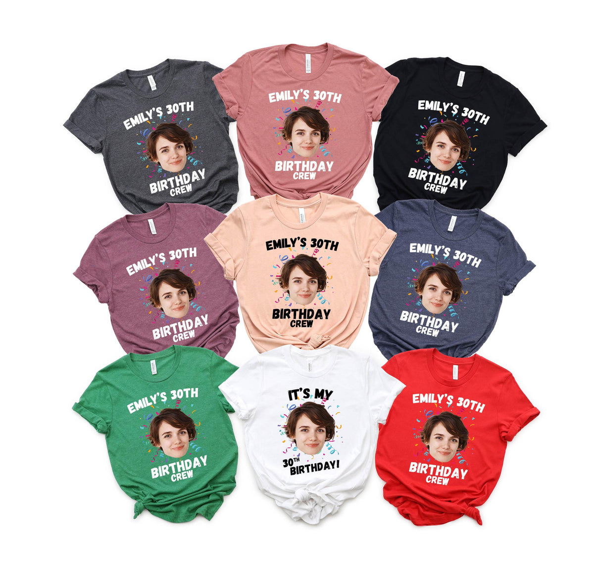 Custom Face Birthday Shirts - Funny Party Crew Tees - Matching Birthday Group T-Shirts