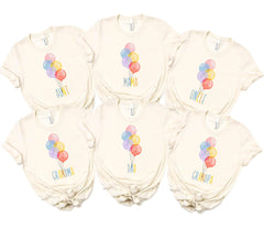 Family Matching Birthday Shirts - Rainbow Balloon Party Tees - Birthday Family Outfit