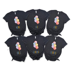 Family Matching Birthday Shirts - Rainbow Balloon Party Tees - Birthday Family Outfit