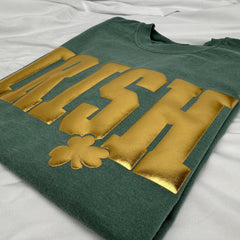 3D Gold Puff Print IRISH Shirt, Gold Clover Irish Tee, Comfort Colors Shirt, St Patrick’s Day Graphic Tee