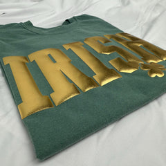 3D Gold Puff Print IRISH Shirt, Gold Clover Irish Tee, Comfort Colors Shirt, St Patrick’s Day Graphic Tee