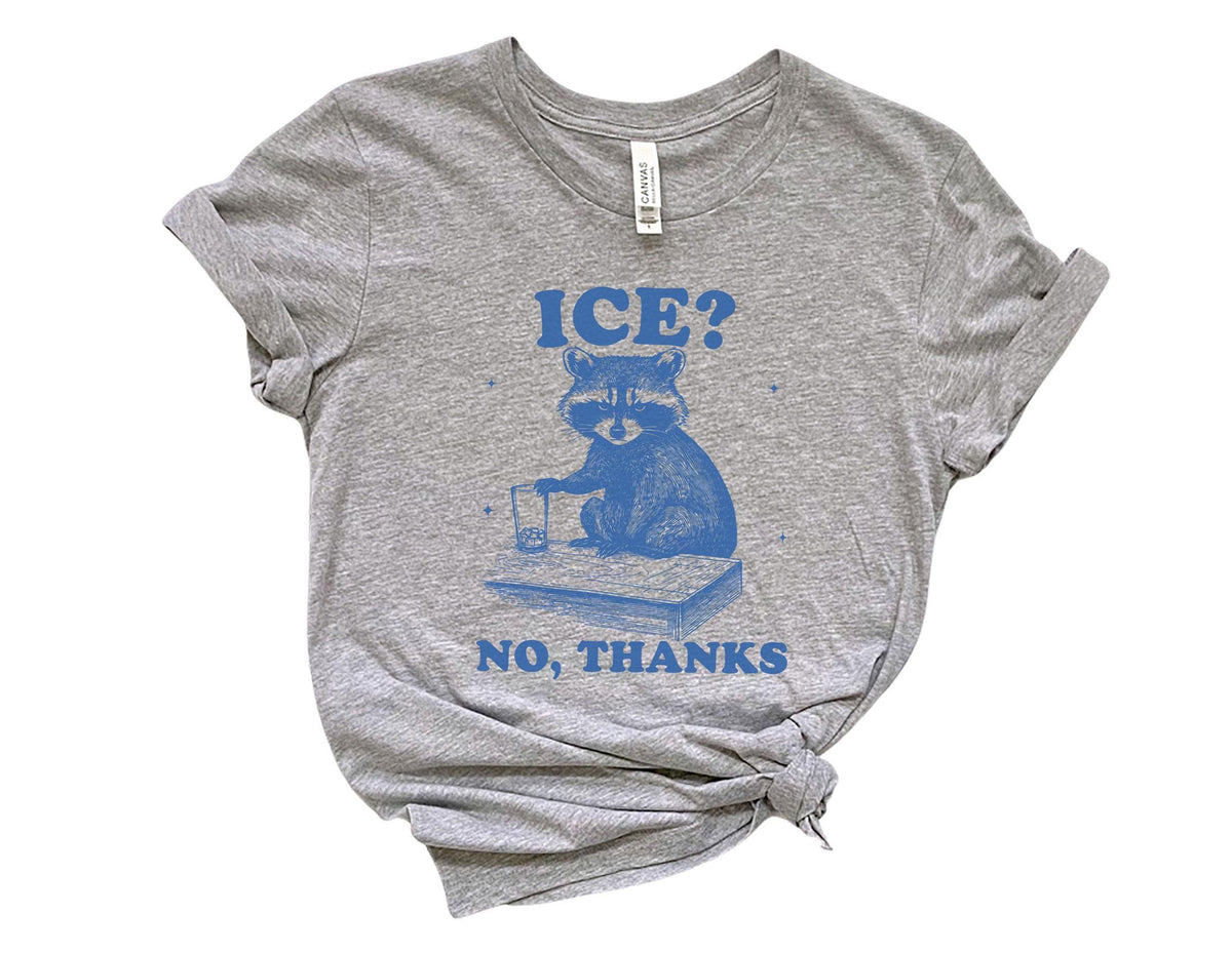 Funny Raccoon T-Shirt - Ice No Thanks Tee - Sarcastic Meme Shirt - Political Protest - Human Rights Tee - Pro Immigration Graphic