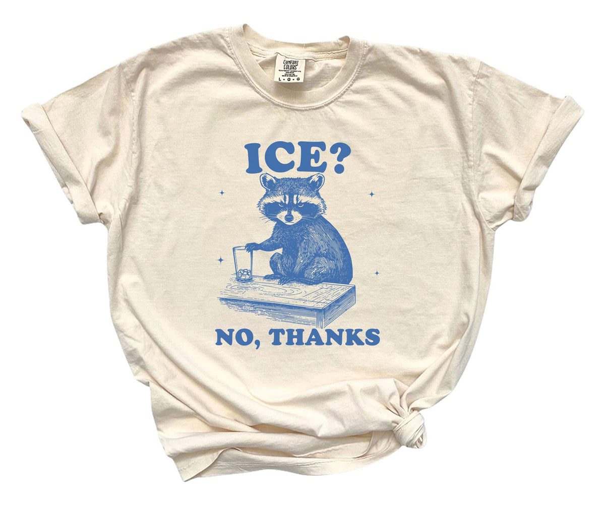 Comfort Colors® Funny Raccoon T-Shirt - Ice No Thanks Tee - Sarcastic Meme Shirt - Political Protest - Human Rights Tee - Pro Immigration
