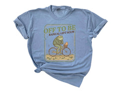 Comfort Colors® Off To Be Radical Left Scum Shirt - Frog and Cat on Bicycle - Resistance Tee - Political Protest - Human Rights Tee