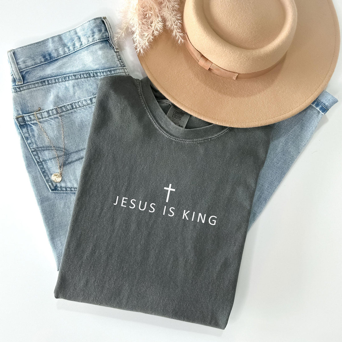 Comfort Colors® Jesus is King Shirt - Minimalist Christian Tee - Yeshua Shirt - Christian Gift - Church Apparel - Religious Shirt - Faith