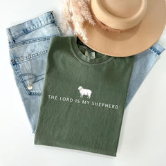 Comfort Colors® The Lord Is My Shepherd Shirt - Sheep T-Shirt - Faith Apparel - Christian Tee - Psalm 23 Shirt - Bible Verse - Religious Tee