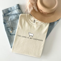 Comfort Colors® The Lord Is My Shepherd Shirt - Sheep T-Shirt - Faith Apparel - Christian Tee - Psalm 23 Shirt - Bible Verse - Religious Tee