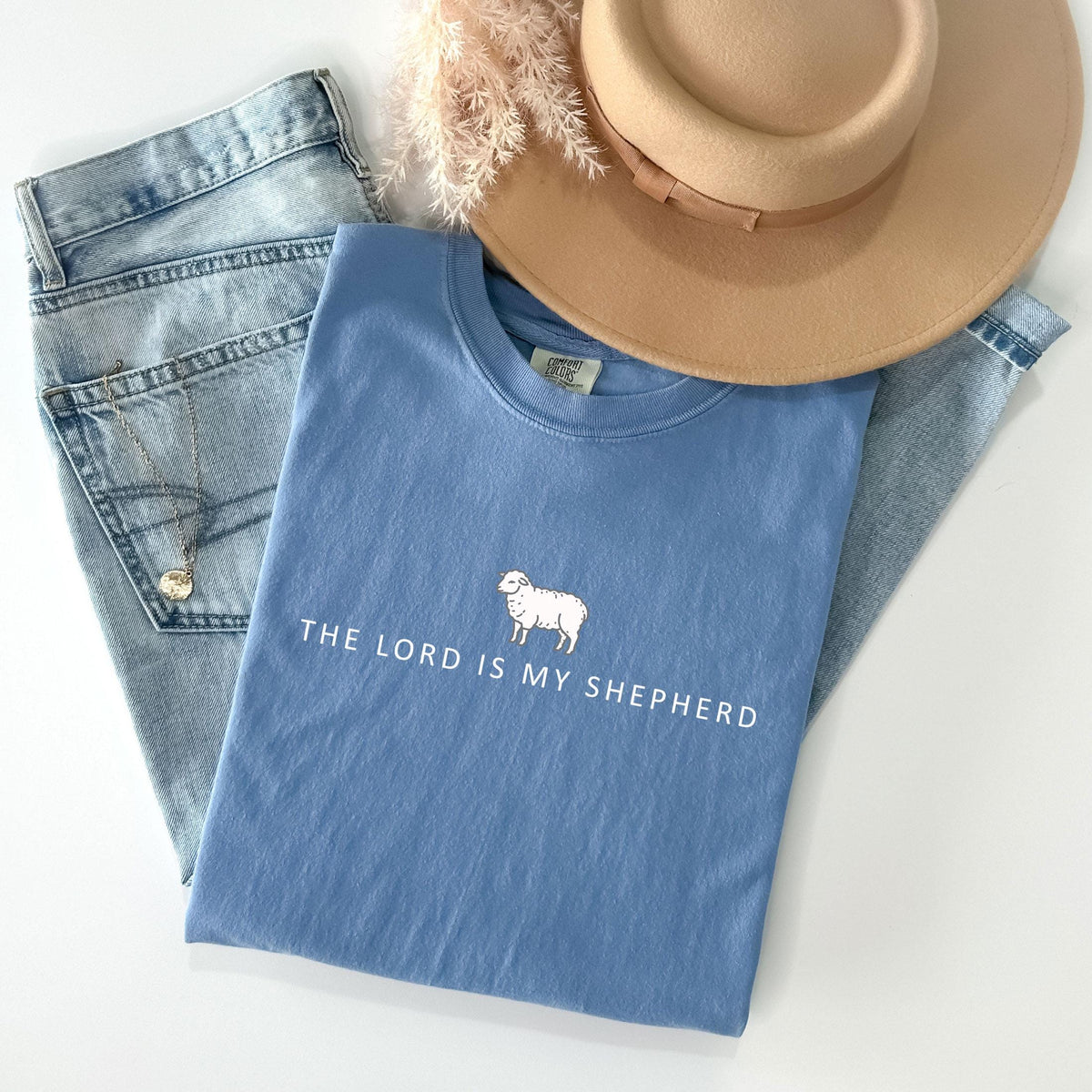 Comfort Colors® The Lord Is My Shepherd Shirt - Sheep T-Shirt - Faith Apparel - Christian Tee - Psalm 23 Shirt - Bible Verse - Religious Tee