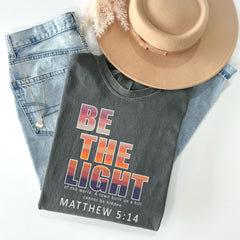 Comfort Colors® Be The Light T-Shirt - Christian Tee - Matthew 5:14 - Bible Verse Shirt - Jesus Lover - Minimalist Religious Gift - Church