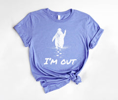 I'm Out - Nihilist Penguin T-Shirt - But Why Penguin Tee - Documentary Penguin - Hiking Tee for Adventurer - Funny Meme Shirt