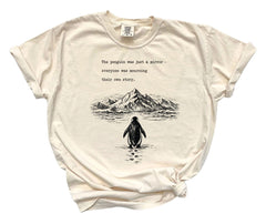 Comfort Colors® Nihilist Penguin T-Shirt - But Why Penguin Tee - Sad Penguin Mountains - Funny Meme Shirt - Documentary Penguin