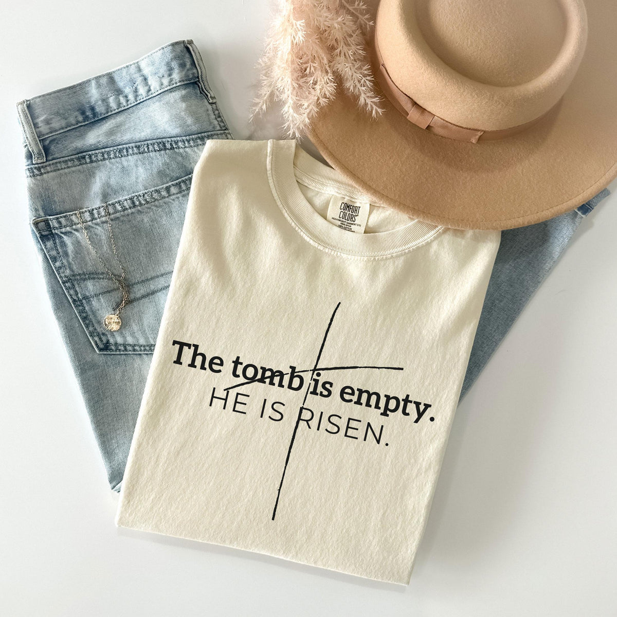 Comfort Colors® The tomb is empty Shirt - He Is Risen - Jesus Resurrection Tee - Bible Verse Shirt - Christian Easter Gift - Luke 24:6 Tee