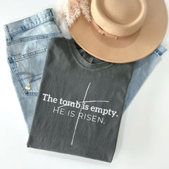Comfort Colors® The tomb is empty Shirt - He Is Risen - Jesus Resurrection Tee - Bible Verse Shirt - Christian Easter Gift - Luke 24:6 Tee