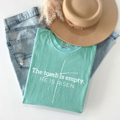 Comfort Colors® The tomb is empty Shirt - He Is Risen - Jesus Resurrection Tee - Bible Verse Shirt - Christian Easter Gift - Luke 24:6 Tee