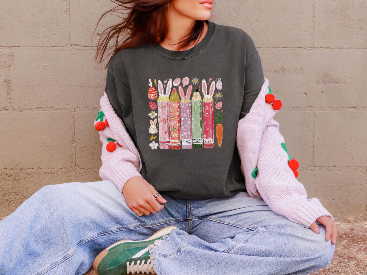 Comfort Colors® Easter Teacher Shirt - Cute Bunny Pencil - Teacher Life Tee - Spring Teacher Gift - Elementary School - Easter Celebration