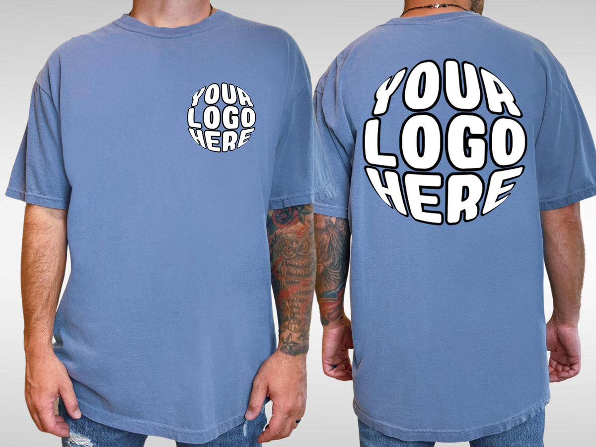 Comfort Colors® Personalized Pocket Back Logo Shirt for Companies, Teams, Parties, Schools, Custom Logo Shirt, Sports Teams, Restaurants