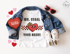 Mr Steal Your Heart Shirt -  Toddler Valentine Tee - Retro Valentine T-Shirt