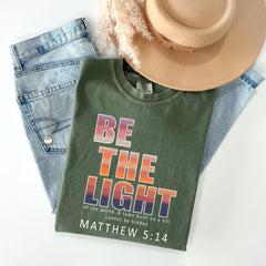 Comfort Colors® Be The Light T-Shirt - Christian Tee - Matthew 5:14 - Bible Verse Shirt - Jesus Lover - Minimalist Religious Gift - Church