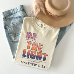 Comfort Colors® Be The Light T-Shirt - Christian Tee - Matthew 5:14 - Bible Verse Shirt - Jesus Lover - Minimalist Religious Gift - Church