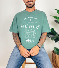 Comfort Colors® Fishers of Men Shirt - Christian Faith Tee - Religious Clothing - Outdoors Faith - Christian Fishing Shirt - Matthew 4:19