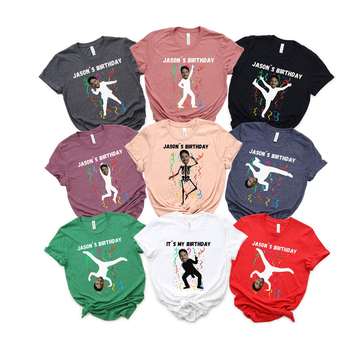Funny Birthday Face Shirt - Birthday Photo T-Shirts - Matching Party Tees - Custom Picture Shirts