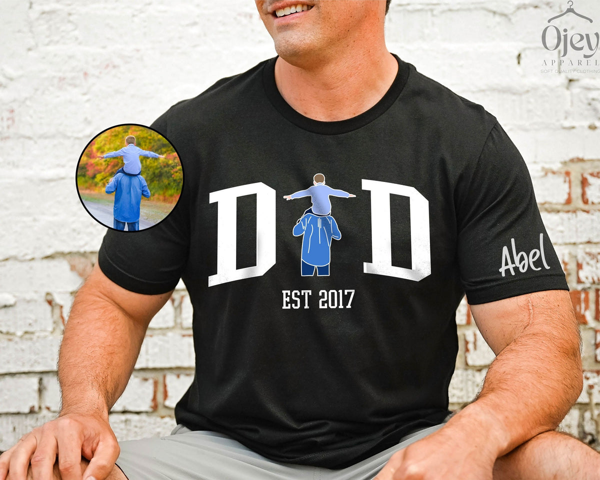 Dad Personalized Photo Shirt - Father Personalized Portrait Gift - Father's Day Shirt