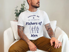 Fishers of Men Shirt - Christian Faith Tee - Religious Clothing - Outdoors Faith - Christian Fishing Shirt - Matthew 4:19 - Bible Verse