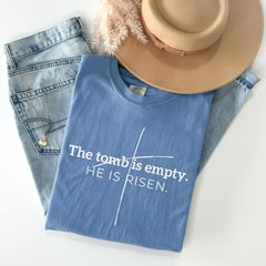 Comfort Colors® The tomb is empty Shirt - He Is Risen - Jesus Resurrection Tee - Bible Verse Shirt - Christian Easter Gift - Luke 24:6 Tee