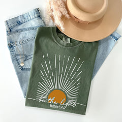Comfort Colors® Be The Light Shirt - Matthew 5:14 Tee - Bible Verse - Christian Gift - Inspirational Tee - Faith Shirt - Sun Celestial