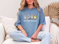 Comfort Colors® Just An Egg-cited Goose - Easter Goose T-Shirt - Funny Festive Tee - Easter Vibes Shirt - Spring Holiday Tee - Easter Eggs