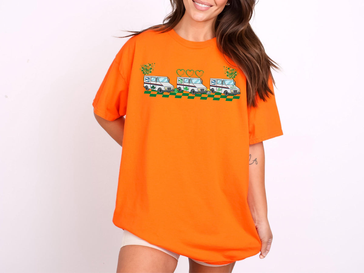 Lucky Mail Truck Shirt, St Patrick's Day Postal Worker Tee, Funny Mail Delivery Truck Shirt, Shamrock USPS Delivery Driver Gift, St Paddy’s