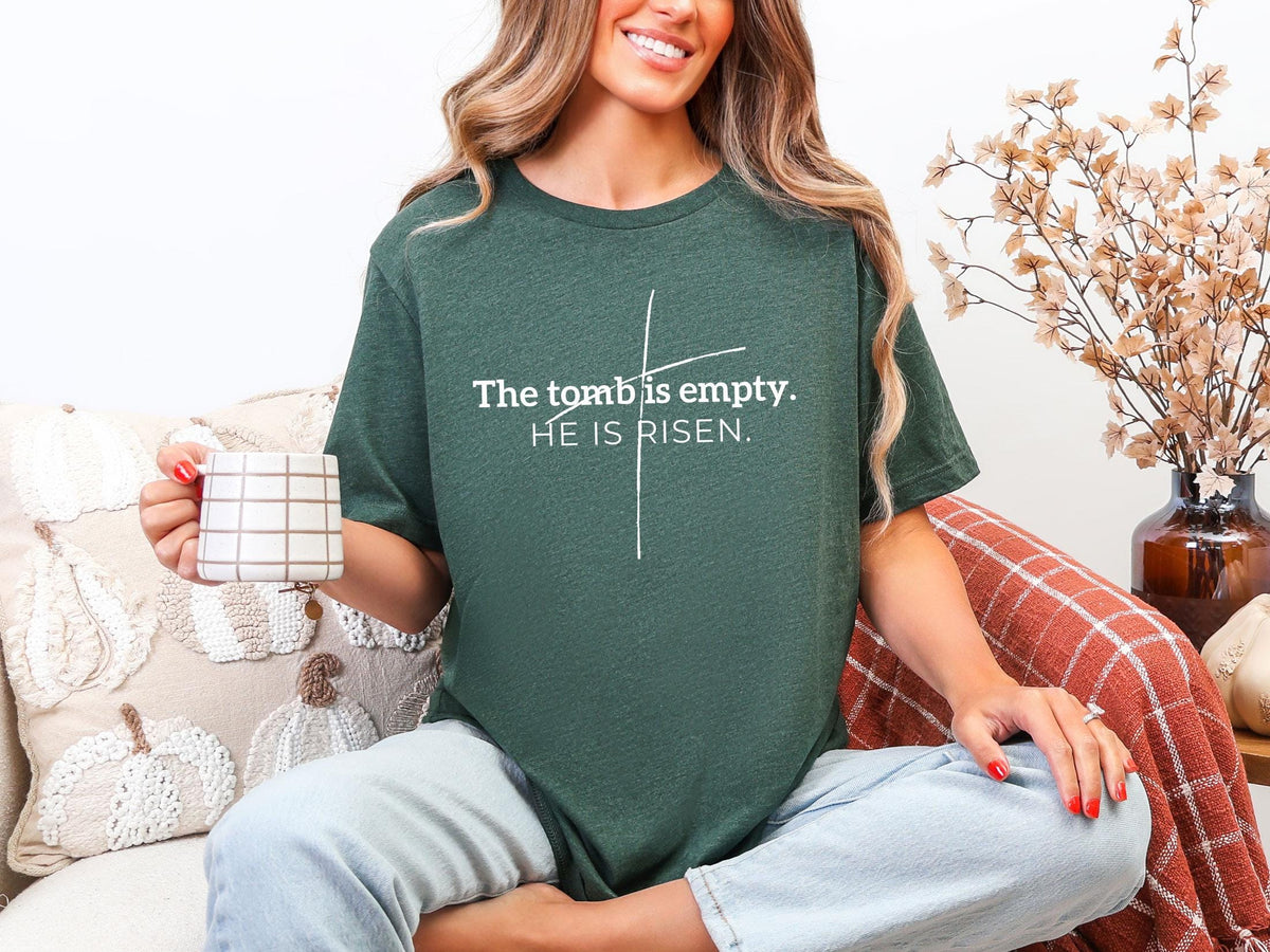 He is Risen Shirt - Easter Christian T-Shirt - Bible Verse Tee - The Tomb is Empty