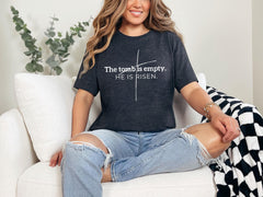 He is Risen Shirt - Easter Christian T-Shirt - Bible Verse Tee - The Tomb is Empty